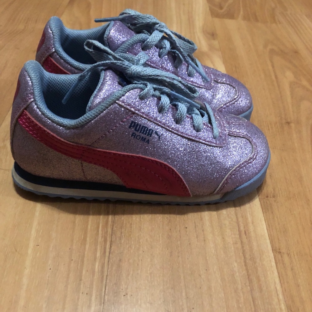 Purple puma glitter shoes